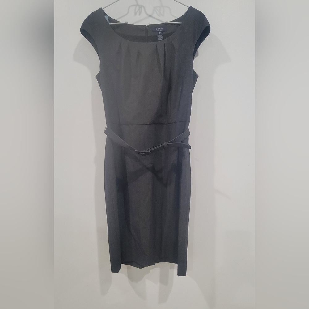 Chaps Gray Sleeveless Dress With Belt / Size 10